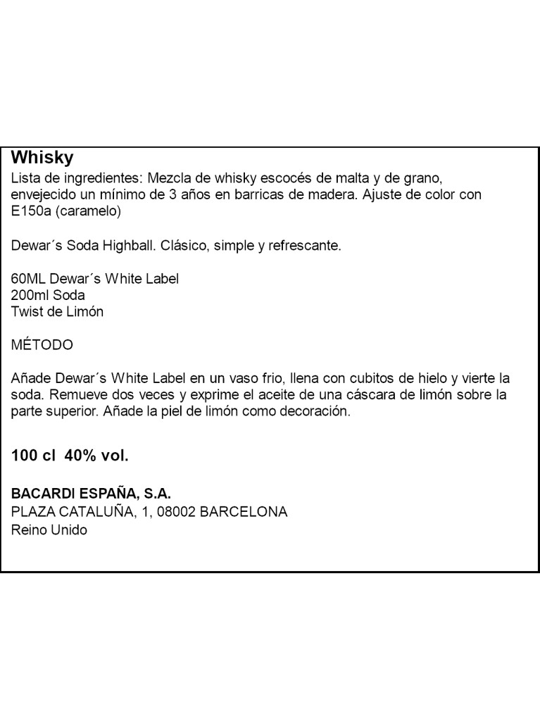 Whisky White Label 1L 