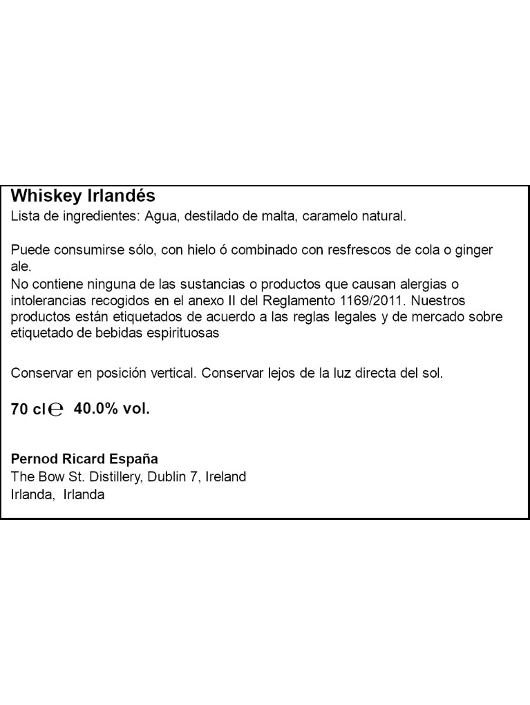 Whisky Jameson 70cl - Etiqueta deteriorada