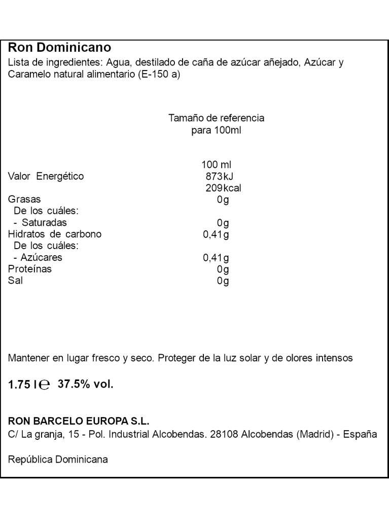 Ron Barcelo Añejo 1.75L