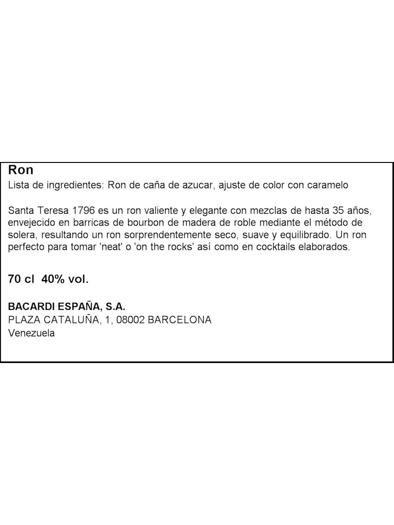 Ron Santa Teresa 1796