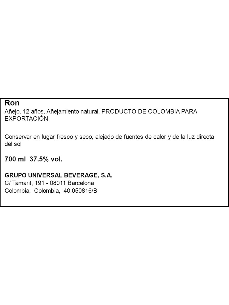 Ron Medellin 12 Años Gran Reserva