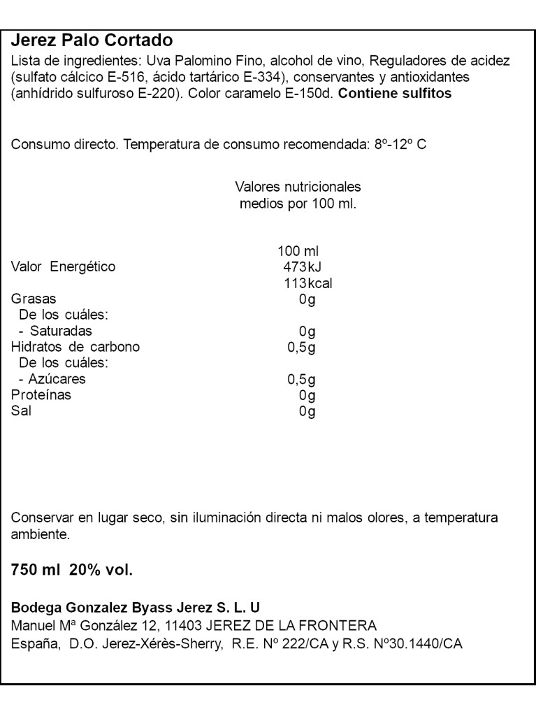 González Byass Leonor Palo Cortado - Etiqueta deteriorada