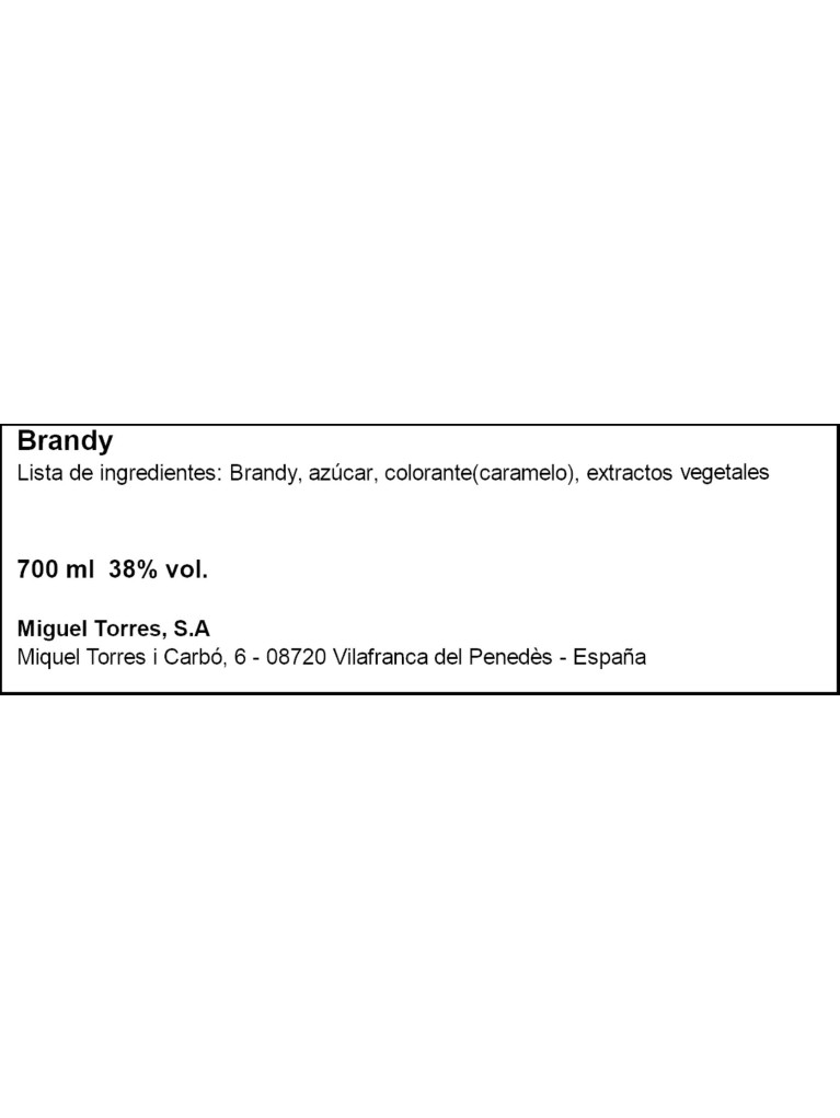 Brandy Torres 10 Años - Etiqueta deteriorada