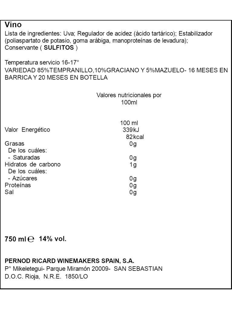Azpilicueta Reserva 2018 - Etiqueta deteriorada