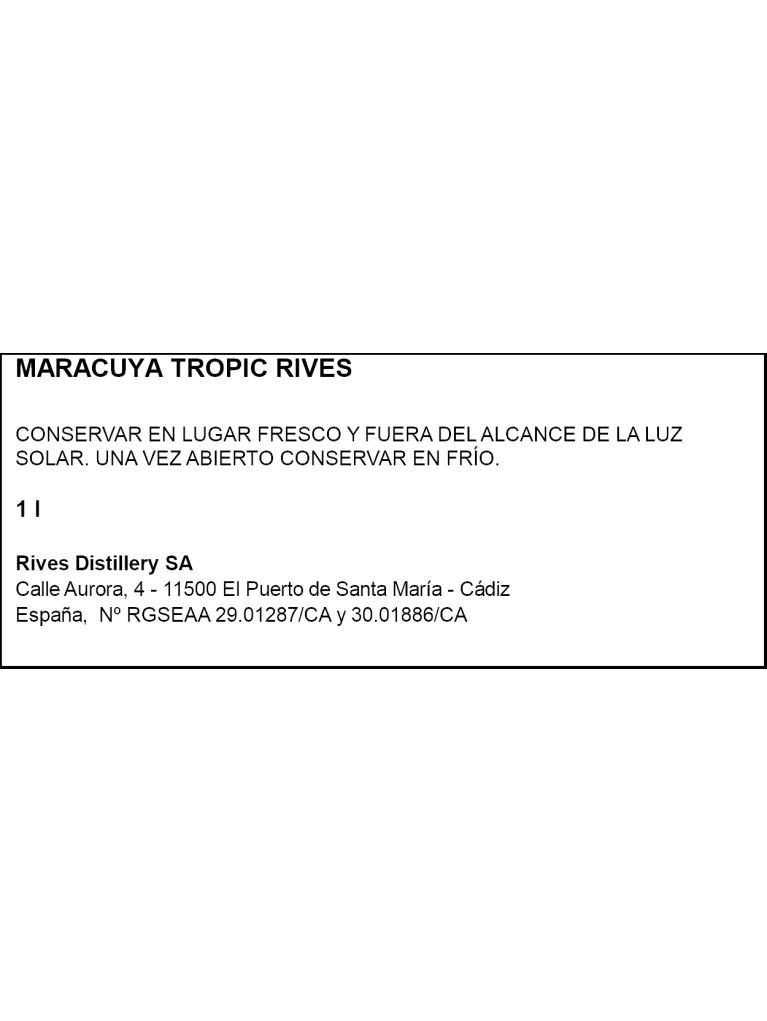 Licor Maracuya Rives Sin Alcohol