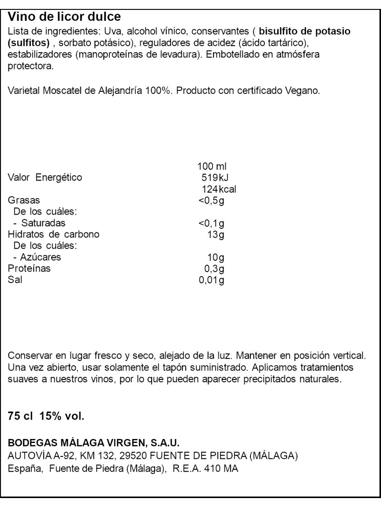 Moscatel Cartojal - Etiqueta deteriorada