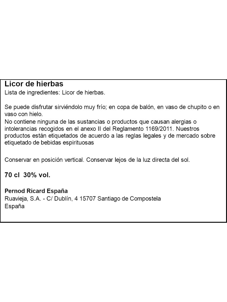 Licor Orujo Hierbas Ruavieja