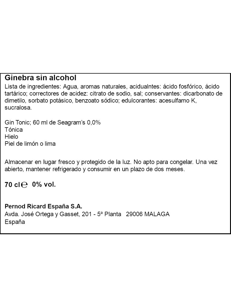 Seagram's 0,0% Sin Alcohol 70cl