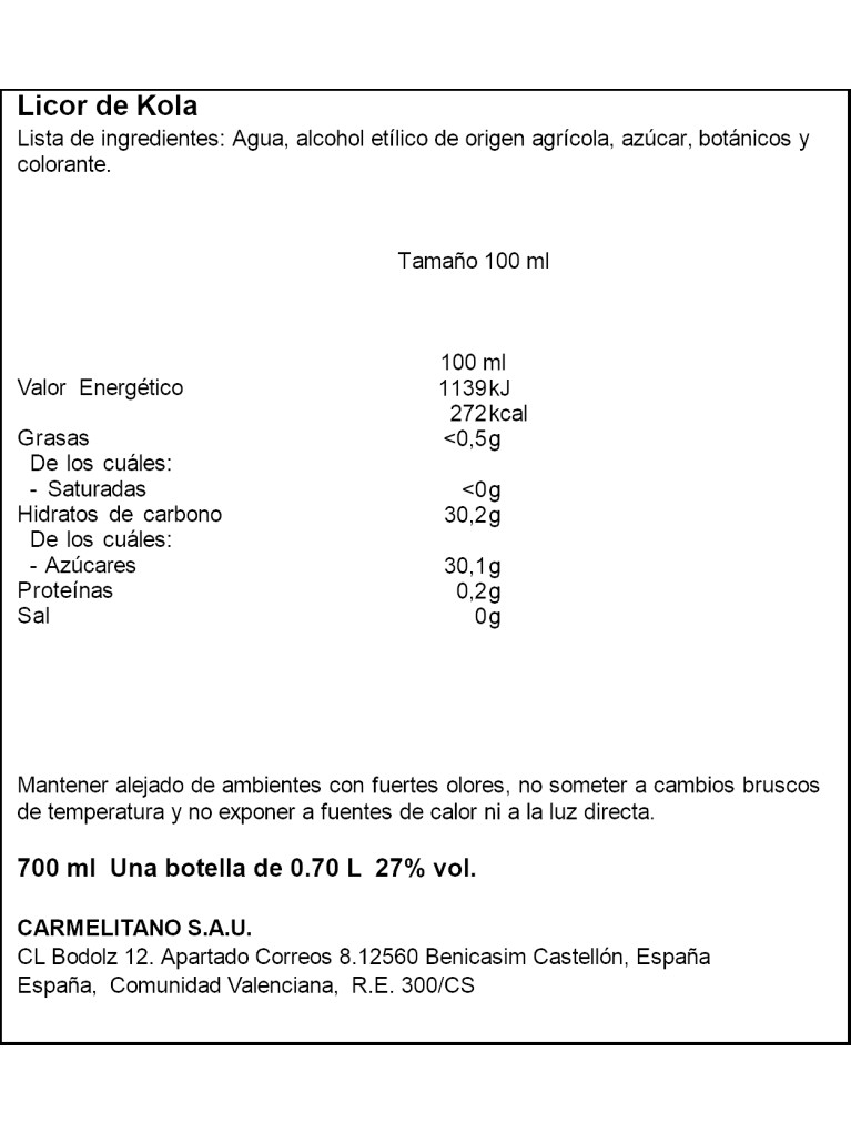 Licor Kola Cortals 