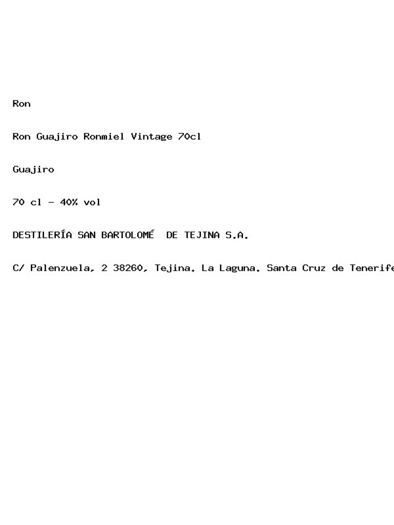Ron Guajiro Ronmiel Vintage 70cl