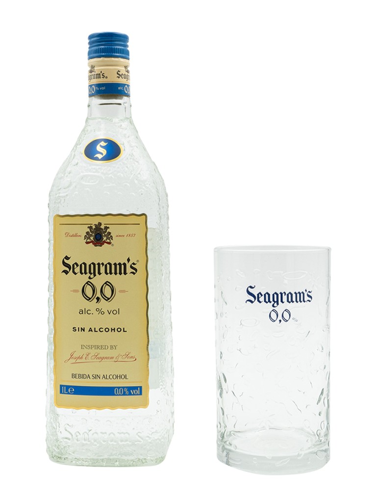 Pack Seagram's 0,0% Sin Alcohol 1L + Vaso